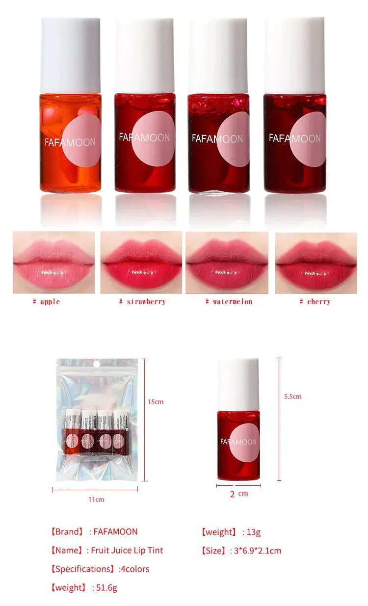 Fruity Lip Tint Water Gloss Tint, Moisturizing Waterproof Liquid Lipstick, Non-Stick, High Pigment, Long-Lasting Vibrant Colors