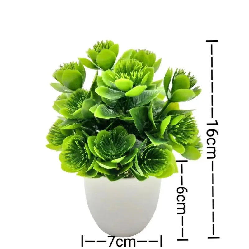 1PC Artificial Plant with Plastic Pot Fake Greenery for Home Office Desk Living Room Bedroom Decor No Maintenance Required