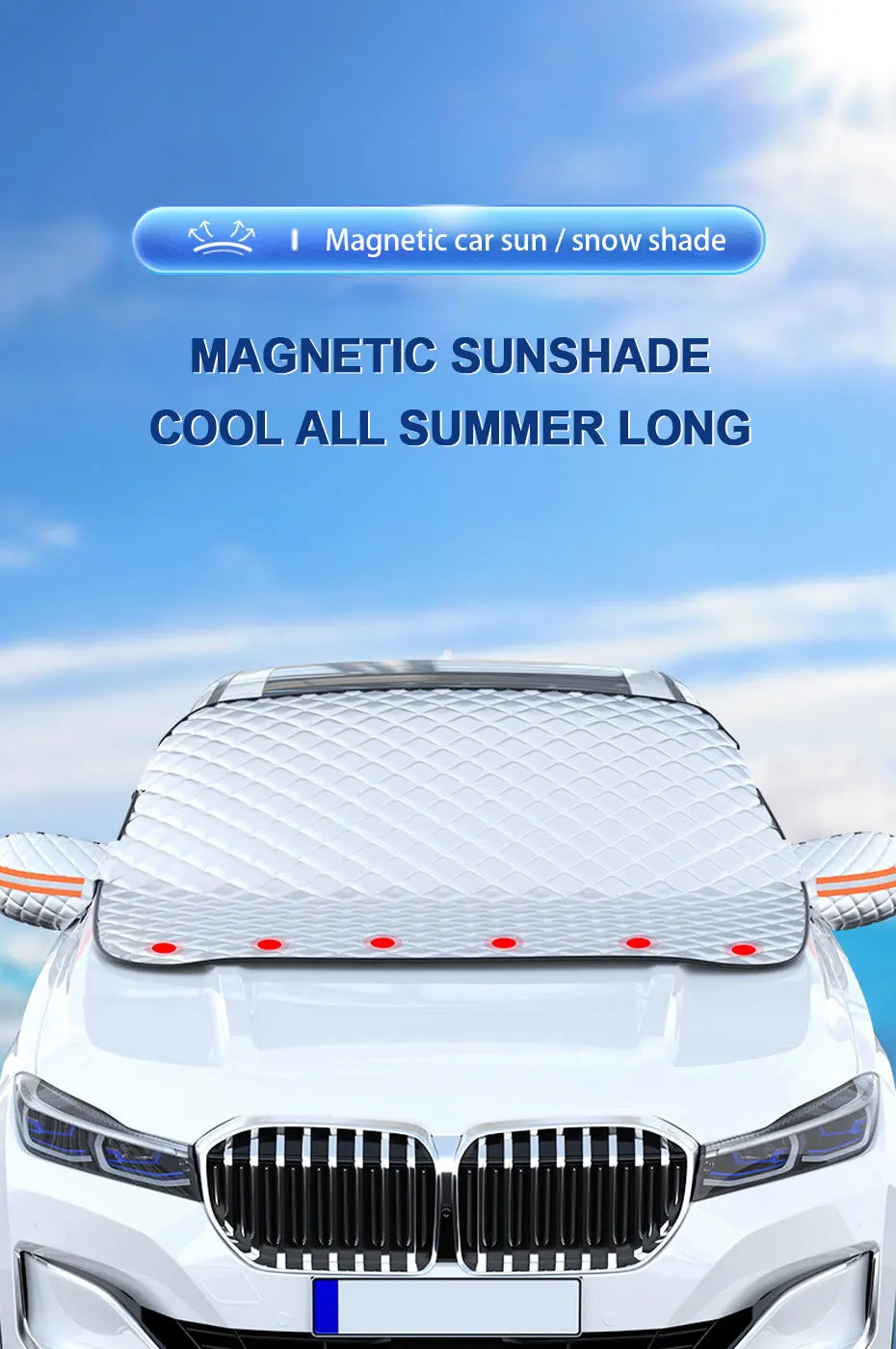 SEAMETAL Summer Windshield Cover UV Reflective Sun Shade Waterproof 4-Season Universal Sun Protection Cover Winter Snow Shield