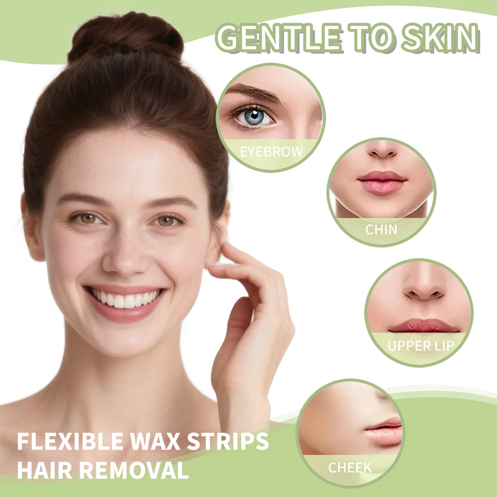 6/20PCS Hair Removal Wax Strips, Cold Wax Paper for Face, Arm, Leg & Body, Skin-Friendly, Long-Lasting, Unisex, Certified