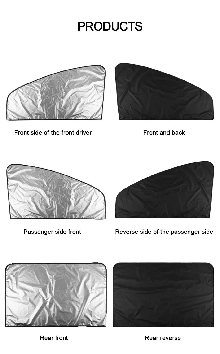 2Pcs Privacy Curtains UV Reflection Anti Glare UV Block Sunshade for Front/Back Window