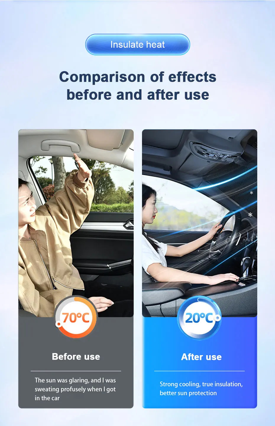 SEAMETAL Summer Windshield Cover UV Reflective Sun Shade Waterproof 4-Season Universal Sun Protection Cover Winter Snow Shield