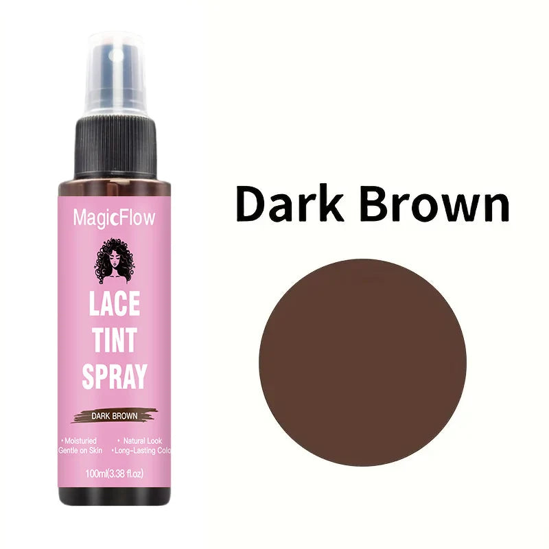 100ml/3.38fl.oz Lace Wig Tint Spray - Dark Brown, Medium Brown, Light Brown, Light Warm Brown, Quick-Drying