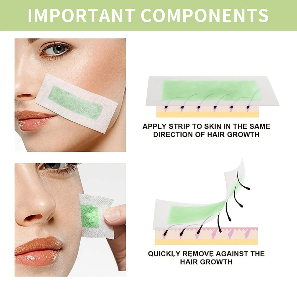 6/20PCS Hair Removal Wax Strips, Cold Wax Paper for Face, Arm, Leg & Body, Skin-Friendly, Long-Lasting, Unisex, Certified