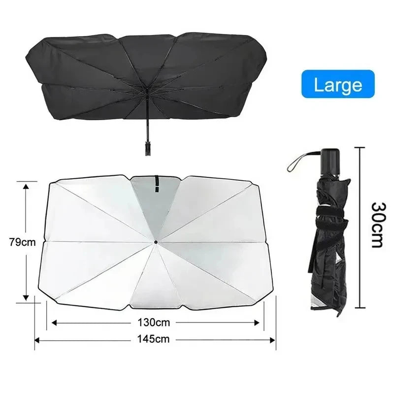 Foldable Car Windshield Sunshade Umbrella, Silver Glue UV Protection Heat Insulation Portable Car Sunscreen Accessory