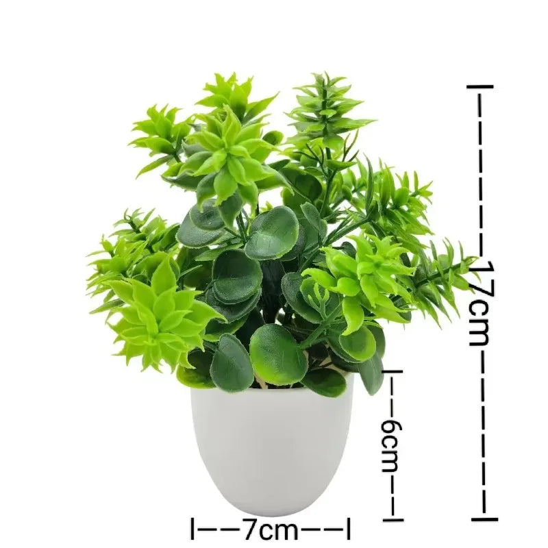 1PC Artificial Plant with Plastic Pot Fake Greenery for Home Office Desk Living Room Bedroom Decor No Maintenance Required