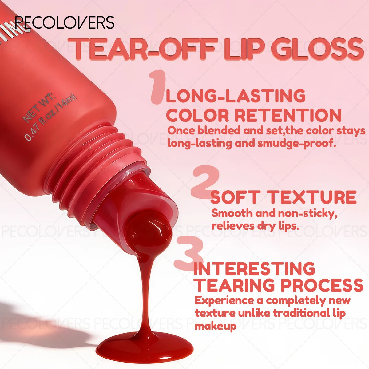 1PC Matte Lip Gloss - Long-Lasting, Waterproof Tear-Off Lip Tint in 6 Vibrant Colors for All Skin Types