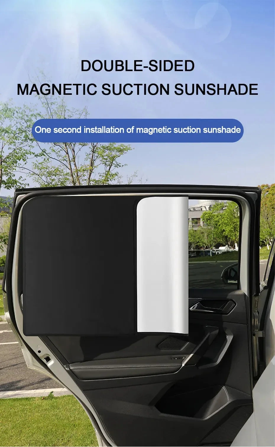 2Pcs Privacy Curtains UV Reflection Anti Glare UV Block Sunshade for Front/Back Window