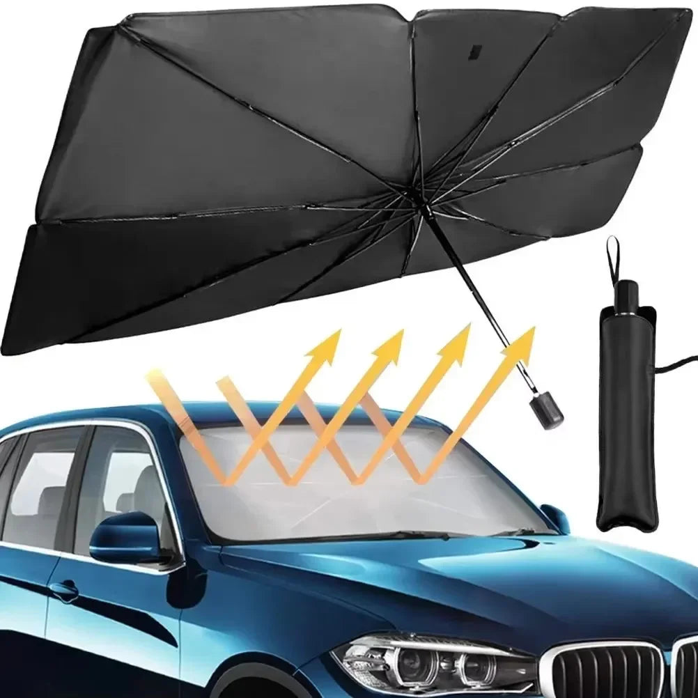 Foldable Car Windshield Sunshade Umbrella, Silver Glue UV Protection Heat Insulation Portable Car Sunscreen Accessory