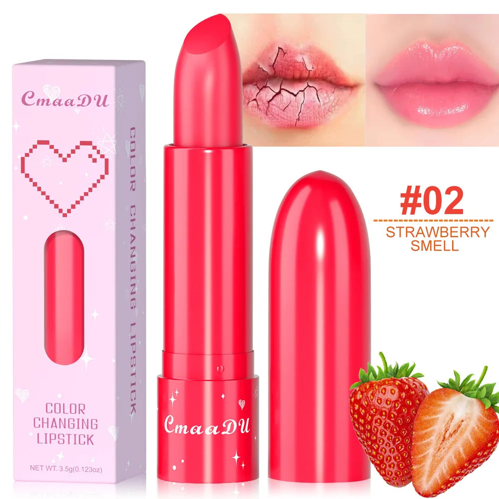 6Color Waterproof Fruit Color Tinted Shine Changing Moisturizing Nourishing Glow Play Lip Balm lipstick Colour Care