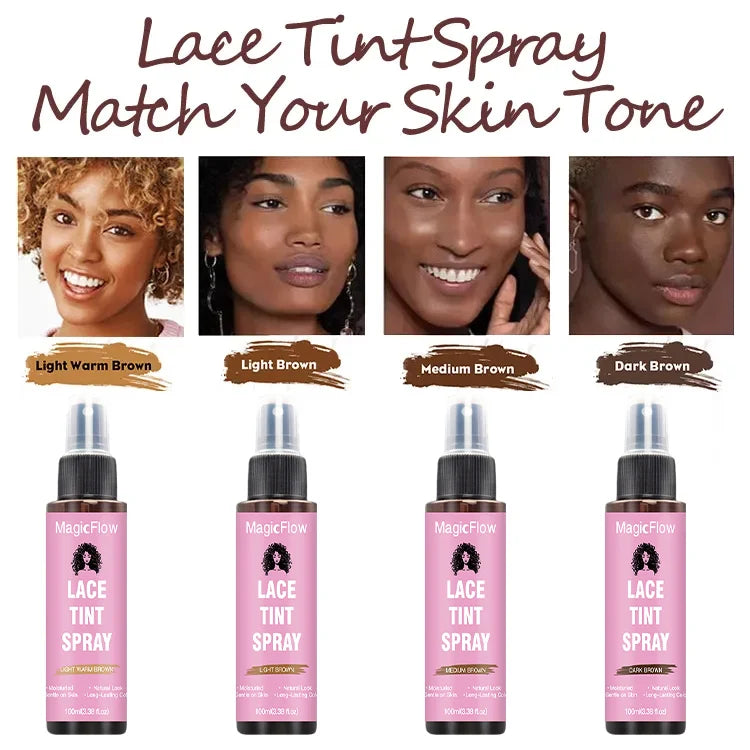 100ml/3.38fl.oz Lace Wig Tint Spray - Dark Brown, Medium Brown, Light Brown, Light Warm Brown, Quick-Drying