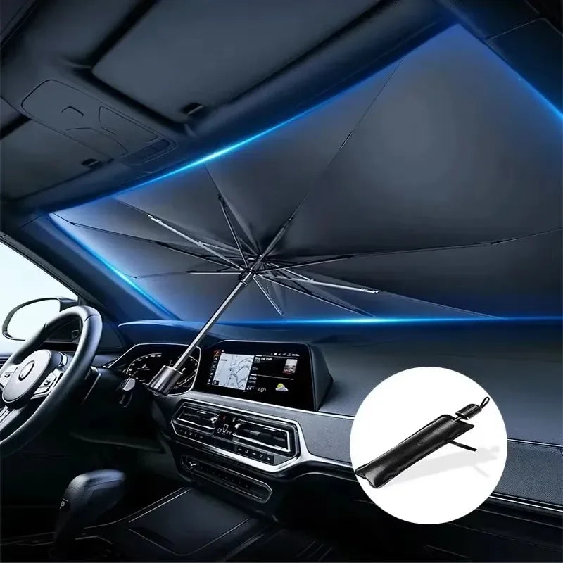 Foldable Car Windshield Sunshade Umbrella, Silver Glue UV Protection Heat Insulation Portable Car Sunscreen Accessory