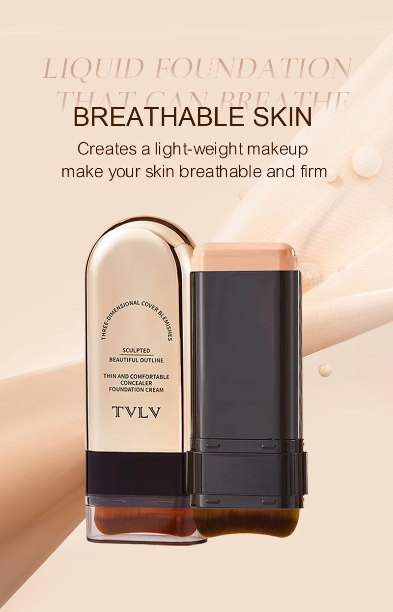 TVLV Skin Tint Stick Long Lasting Lightweight Waterproof Concealer Foundation Cream Flawless Tinted Face Contour Stick Makeup