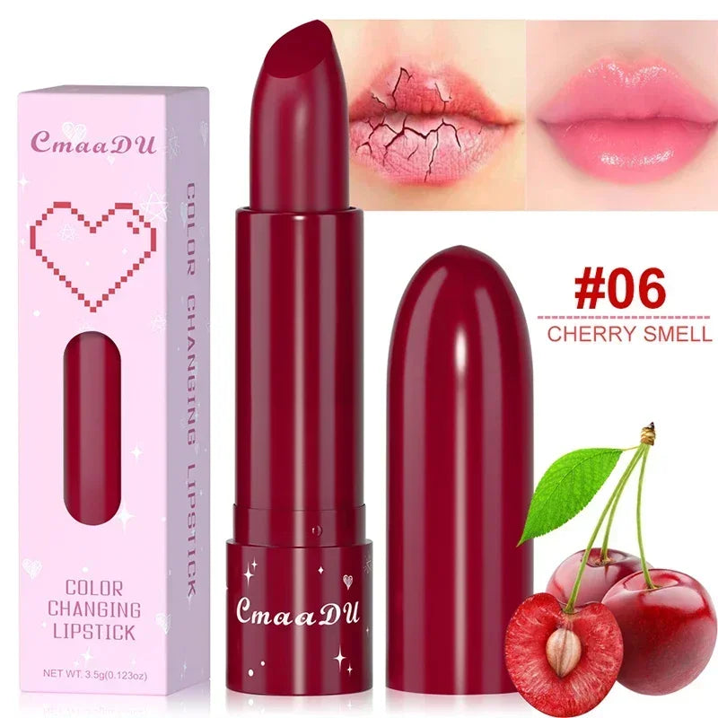 6Color Waterproof Fruit Color Tinted Shine Changing Moisturizing Nourishing Glow Play Lip Balm lipstick Colour Care