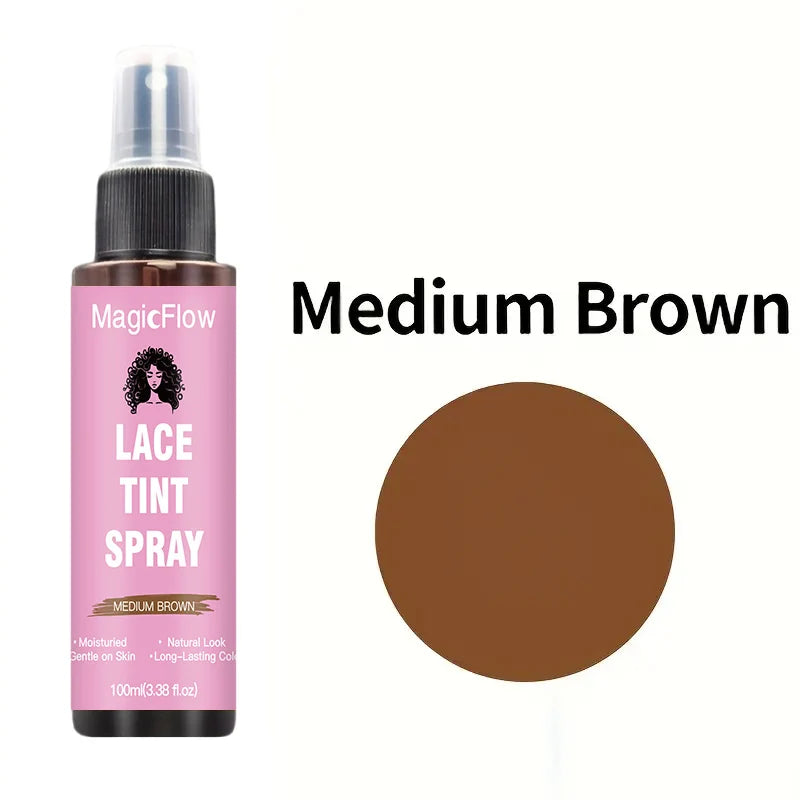 100ml/3.38fl.oz Lace Wig Tint Spray - Dark Brown, Medium Brown, Light Brown, Light Warm Brown, Quick-Drying