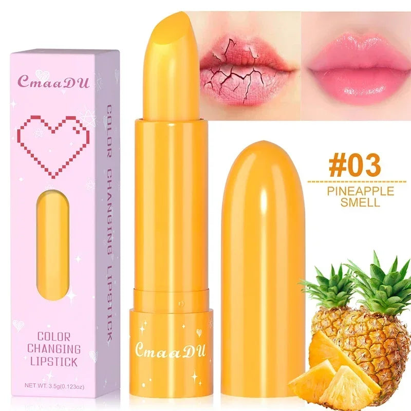 6Color Waterproof Fruit Color Tinted Shine Changing Moisturizing Nourishing Glow Play Lip Balm lipstick Colour Care