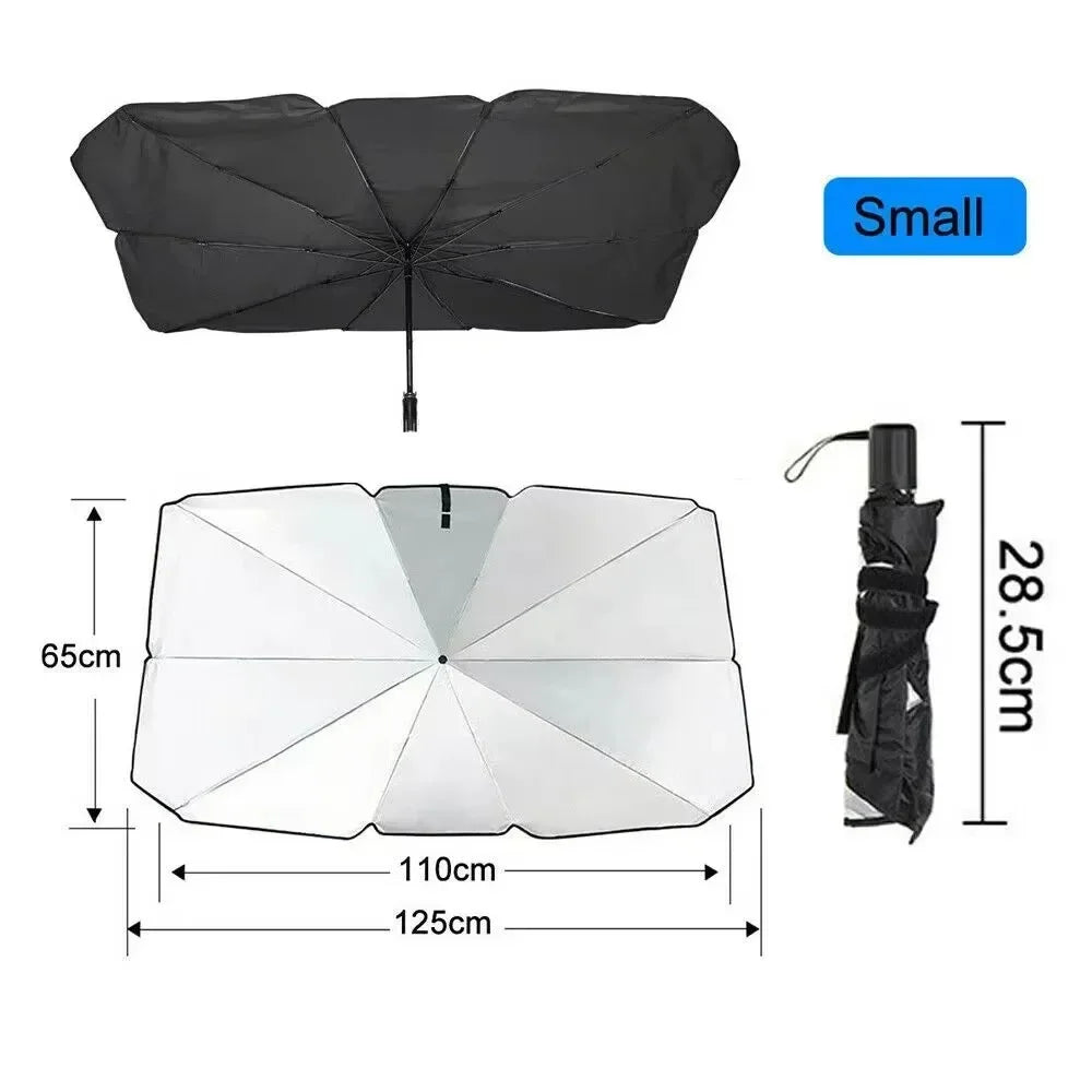 Foldable Car Windshield Sunshade Umbrella, Silver Glue UV Protection Heat Insulation Portable Car Sunscreen Accessory