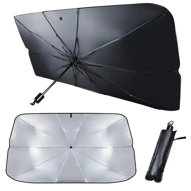 Foldable Car Windshield Sunshade Umbrella, Silver Glue UV Protection Heat Insulation Portable Car Sunscreen Accessory