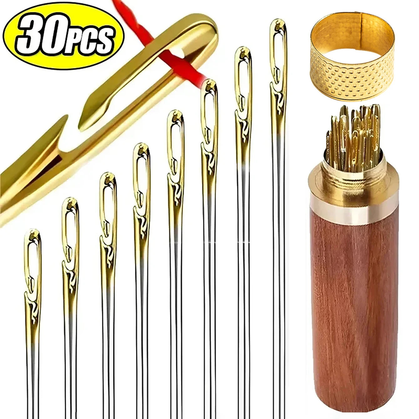 Side Hole Blind Sewing Needles Stainless Steel Elderly Needles Hand Sewing Stitching Pin DIY Home Self Threading Needle with Thi