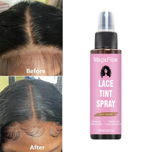 100ml/3.38fl.oz Lace Wig Tint Spray - Dark Brown, Medium Brown, Light Brown, Light Warm Brown, Quick-Drying
