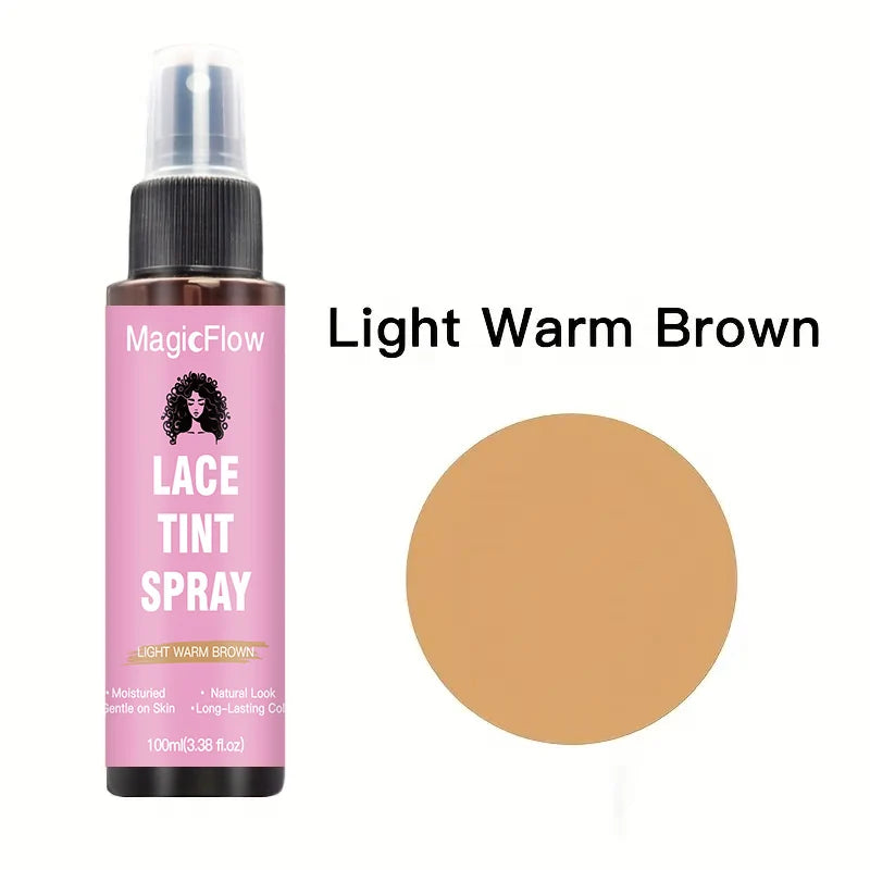100ml/3.38fl.oz Lace Wig Tint Spray - Dark Brown, Medium Brown, Light Brown, Light Warm Brown, Quick-Drying