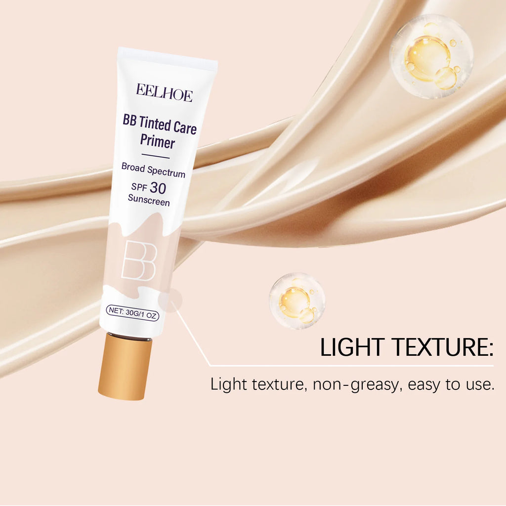 Tinted BB Cream with SPF 30 Full Coverage Invisible Pores Acne Brightening Niacinamide Nude Makeup Facial Foundation Waterproof